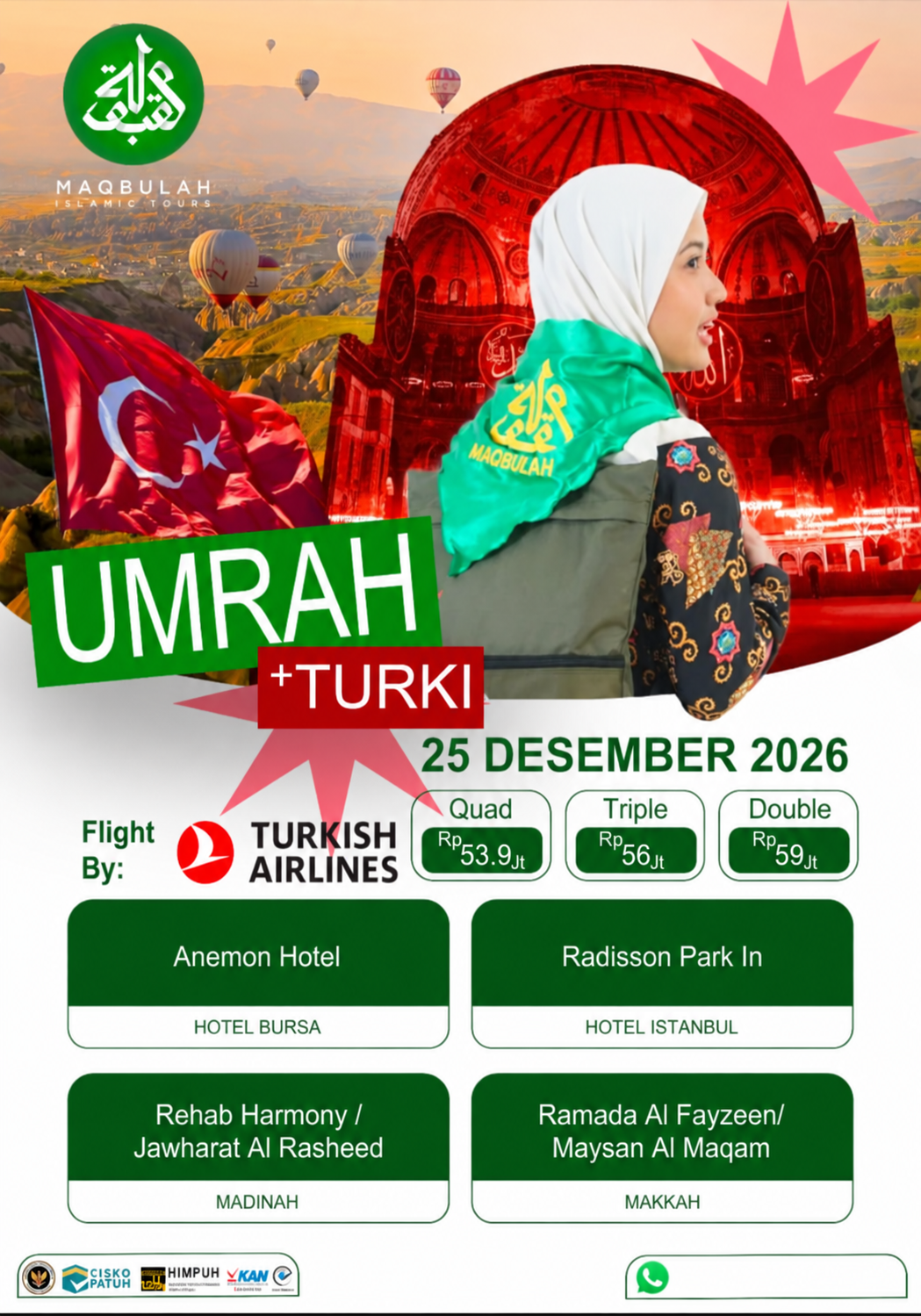Paket Umrah Plus Turki 25 Desember 2026 Maqbulah Cikarang